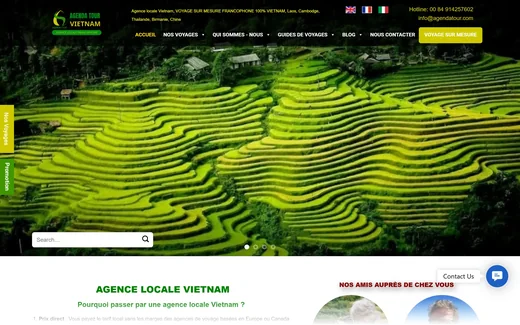 Page d'accueil du site d'Agenda Tour Vietnam