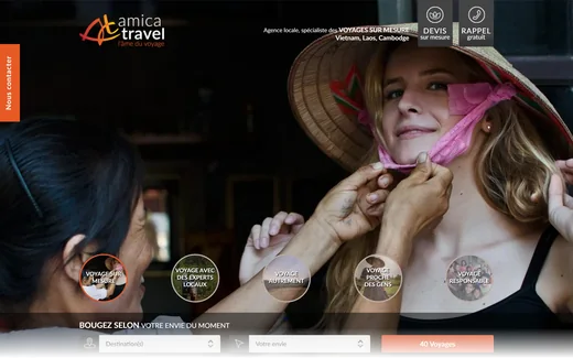 Page d'accueil du site d'Amica Travel