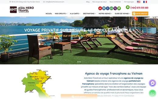 Page d'accueil du site d'Asia Hero Travel