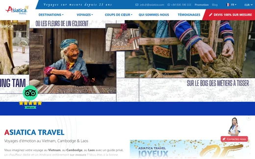 Page d'accueil du site d'Asiatica Travel