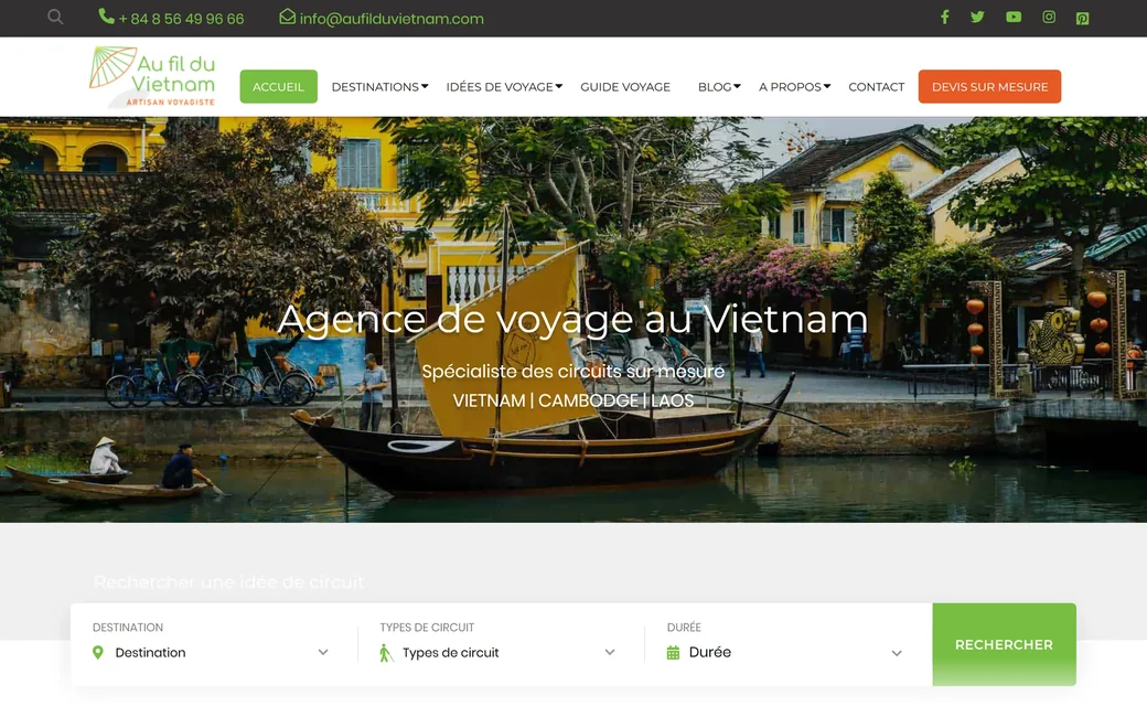 Page d'accueil du site d'Au Fil du Vietnam