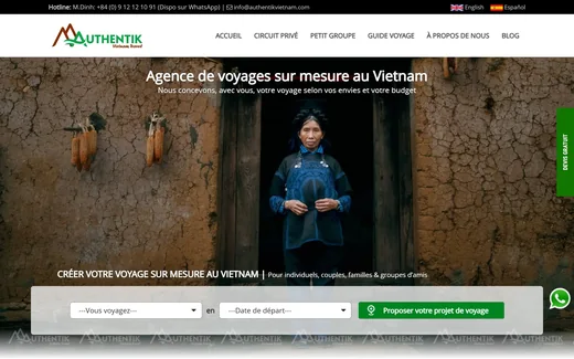 Page d'accueil du site d'Authentik Vietnam