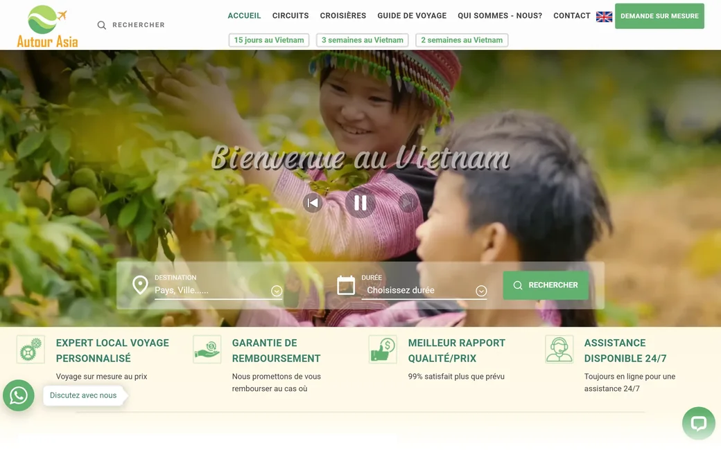 Page d'accueil du site d'Autour Asia