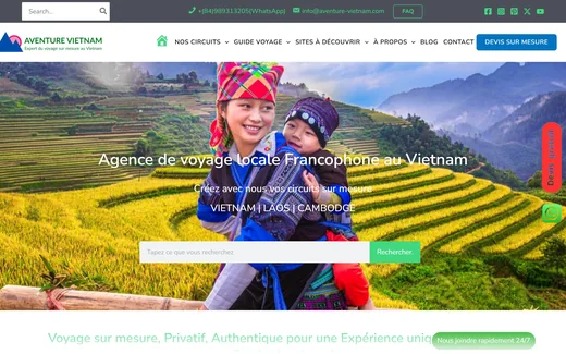 Page d'accueil du site d'Aventure Vietnam Travel