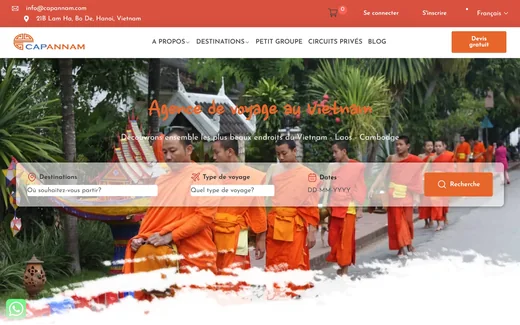 Page d'accueil du site de Capannam Travel