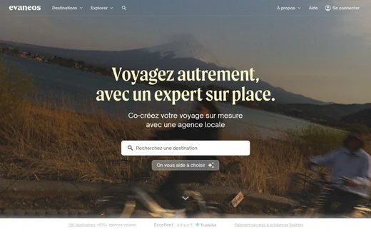 Page d'accueil du site d'Evaneos