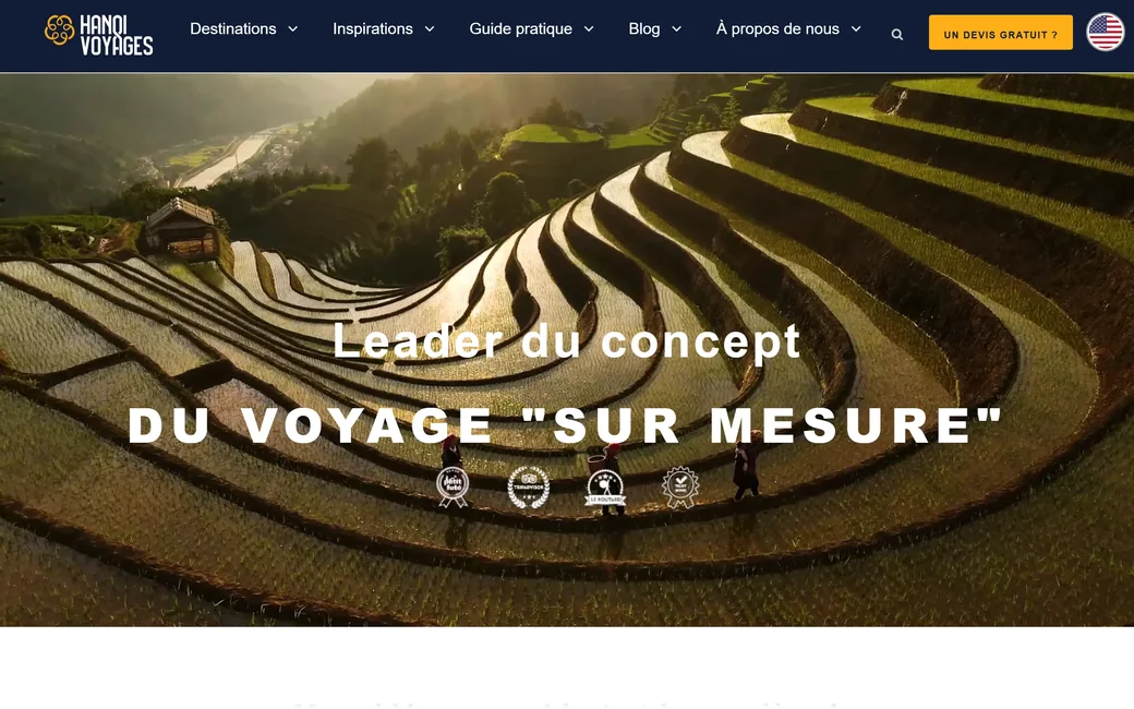 Page d'accueil du site de Hanoi Voyages