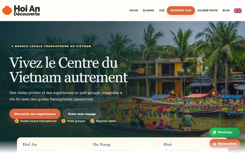 Page d'accueil du site de Hoi An Découverte