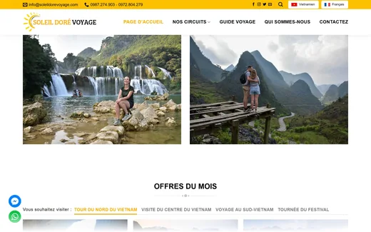 Page d'accueil du site de Soleil Doré Travel