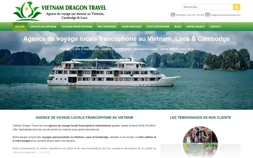 Page d'accueil du site de Vietnam Dragon Travel