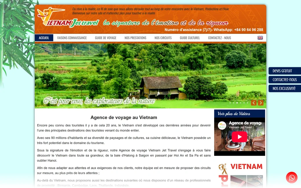 Page d'accueil du site de Vietnam Jet Travel