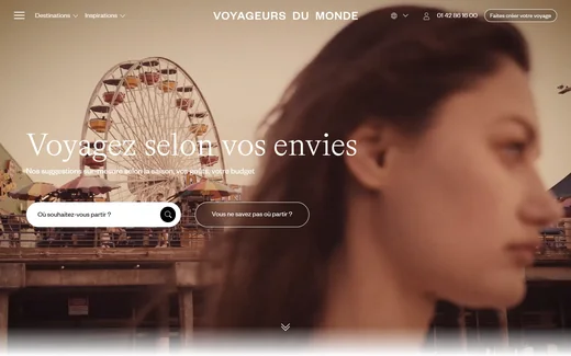 Page d'accueil du site de Voyageurs du Monde
